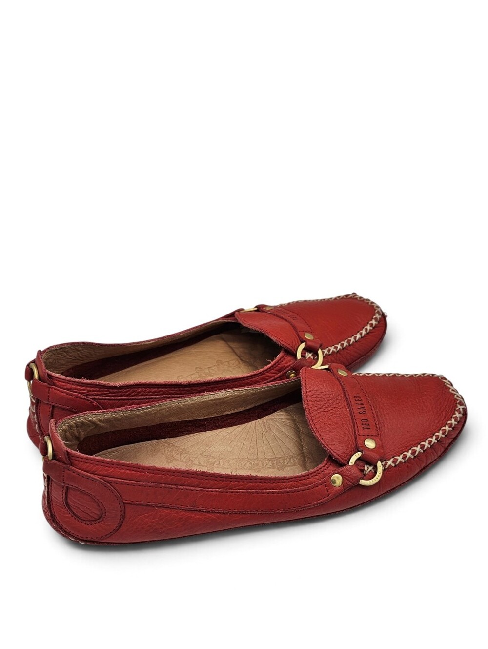 Ted Baker London Red Leather Driving Moccasins Loafers Size 7 US - Picture 7 of 15